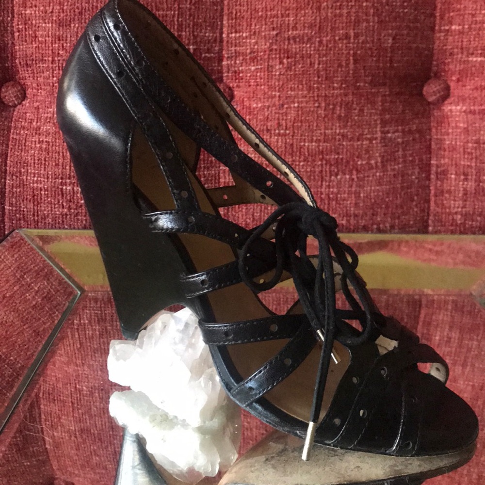 Aldo Black Lace-up Heels